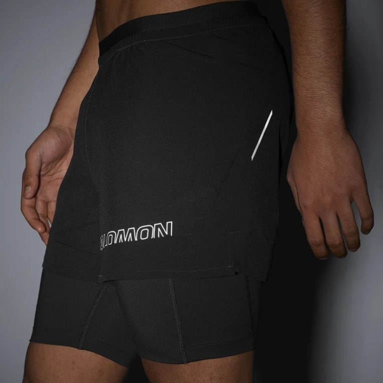 Black Salomon Cross 2in1 Men's Shorts | PH 81026Q